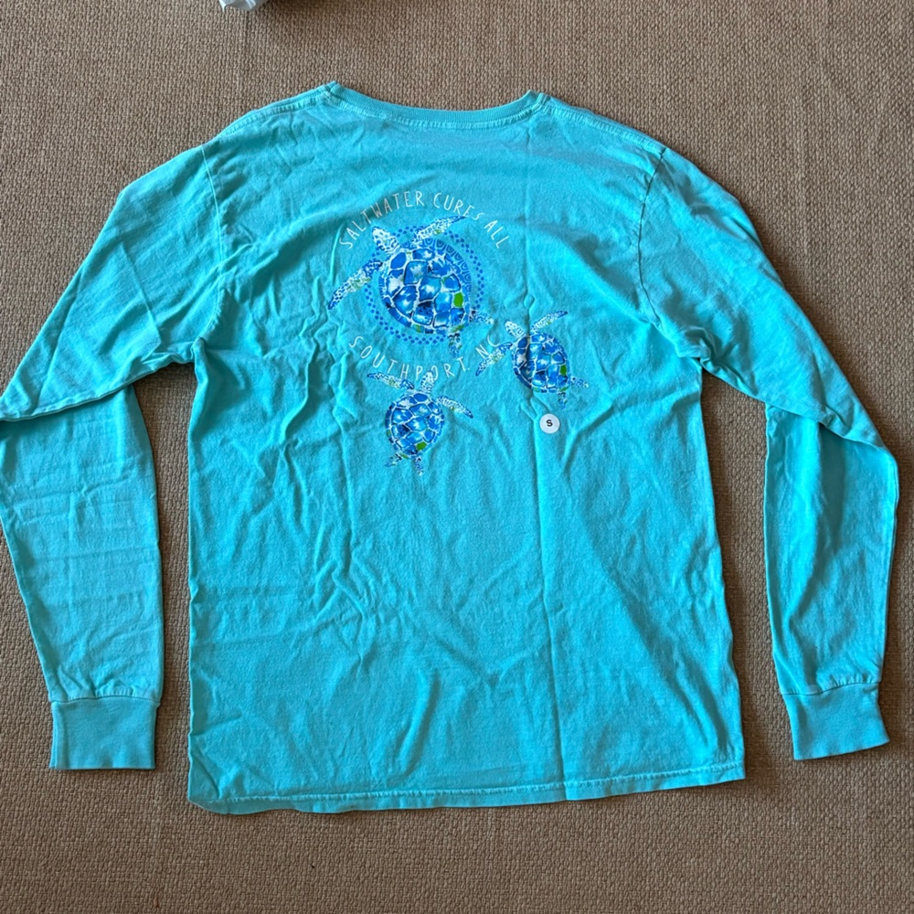 Southport North Carolina NC T-Shirt Saltwater Cures All Turtles L/S Size S NEW